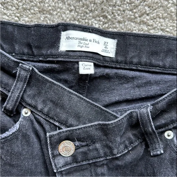 Abercrombie & Fitch The Dad High Rise Curve Love Women's Black Straight Leg Jean - Picture 4 of 7